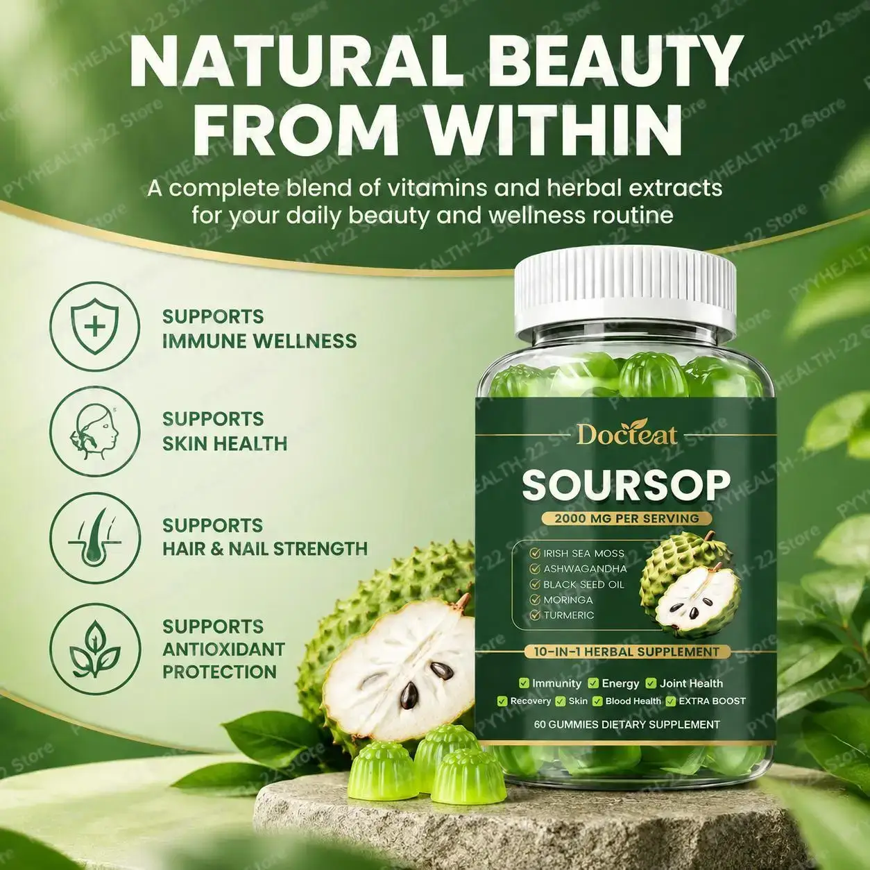 Soursop Gummies, 10-in-1 Vitam - đánh giá và giá Herbal And Wellness Products